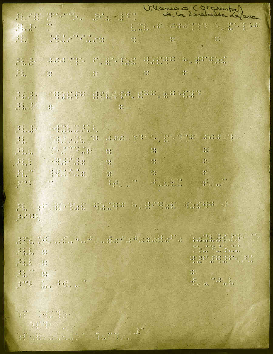 Manuscrito en braille de la obra Zarabanda lejana y villancico, 1926