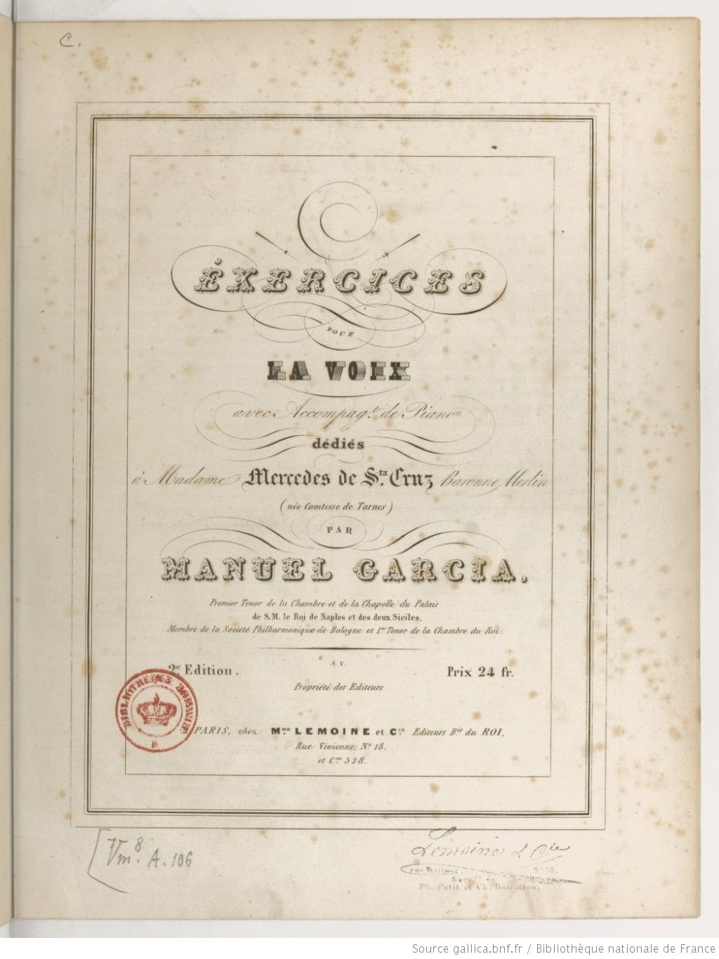 Exercices pour la Voix de Manuel García Enseñanza de Canto