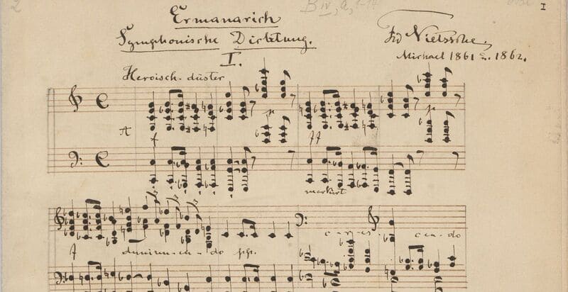 Manuscrito de Das zerbrochene Ringlein, melodrama para voz hablada y piano, texto de Joseph von Eichendorff (1788-1857) Friedrich Nietzsche