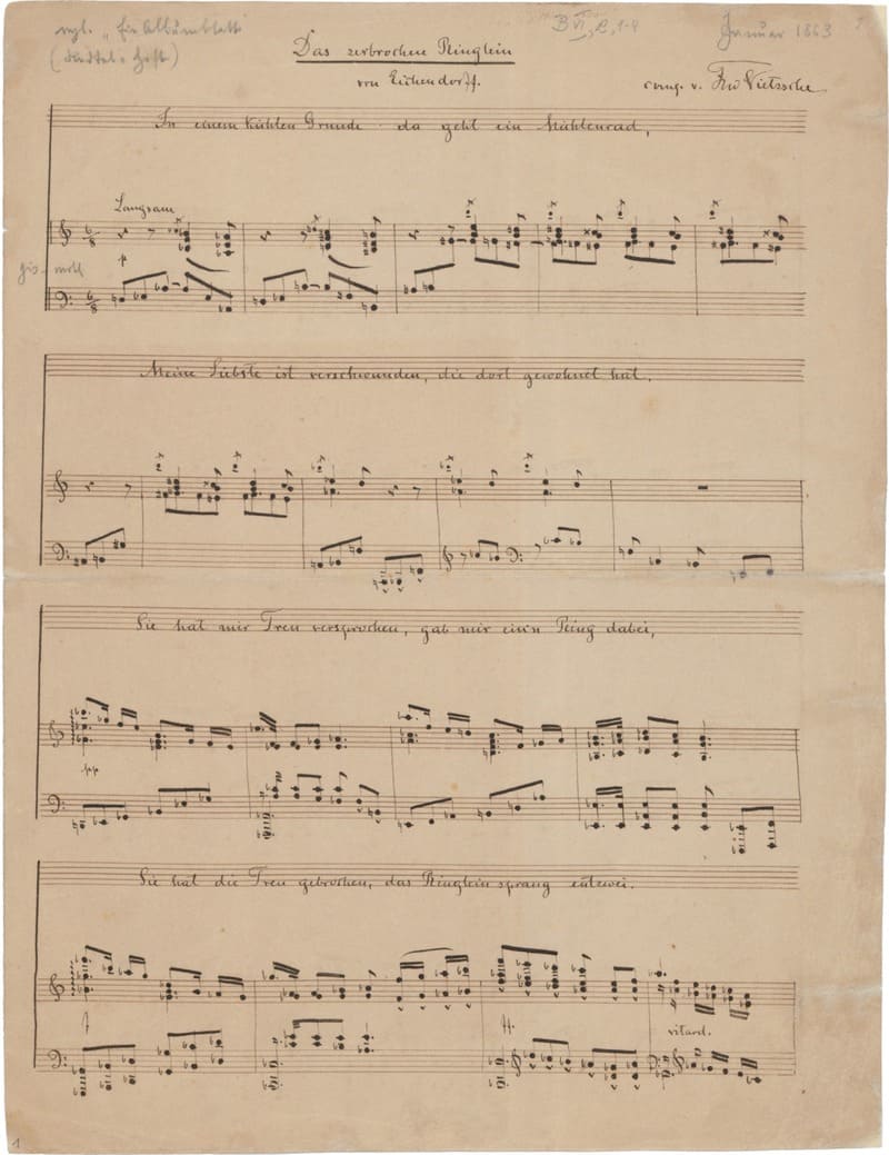 Manuscrito de Ermanarich, versión para piano a dos manos Friedrich Nietzsche