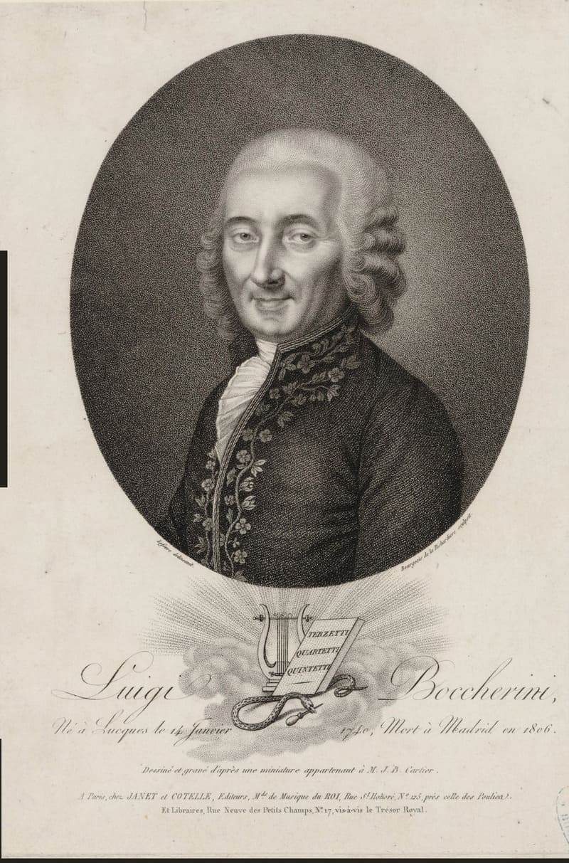 Luigi Boccherini. Grabado de Antoine-Achille Bourgeois de La Richardière (1814), según un dibujo de Lefèvre