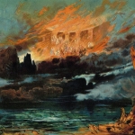 Escena final de El ocaso de los dioses pintada por Max Brückner