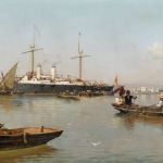 Vista del puerto de Málaga, Guillermo González Gil (1869) © Colección Carmen Thyssen-Bornemisz