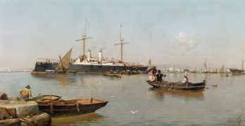 Vista del puerto de Málaga, Guillermo González Gil (1869) © Colección Carmen Thyssen-Bornemisz