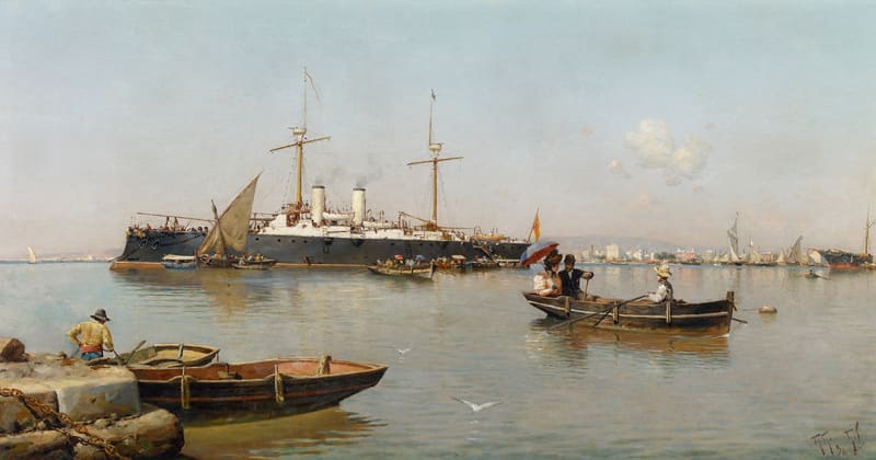 Vista del puerto de Málaga, Guillermo González Gil (1869) © Colección Carmen Thyssen-Bornemisz