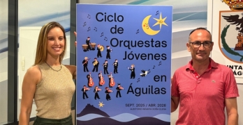 Isabel Rubio y José Antonio Consentino en la presentación del Ciclo de Orquestas Jóvenes en Águilas